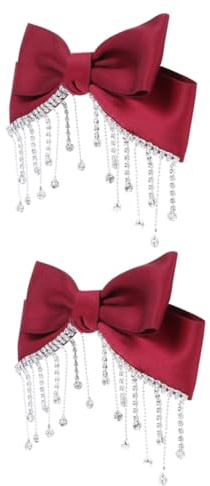 BESPORTBLE 2 Stück Haarspangen mit Schleife Rot Krokodilklemme Mädchen Haarschmuck für Hochzeiten Festtage