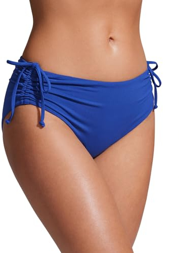 CRZ YOGA Cintura Media Fruncido Braga de Bikini | Tiro Medio, Cobertura Media, Anudado Lateral Ajustable, Natación, Braguita de Baño para Mujer