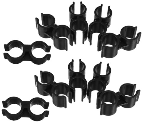 Lurrose 10pcs Double Pipe Clamp Connector Broom Handle and Dustpan Pole Clips for Warehouse Supermarket Shelf Link Accessories Stable Fastener