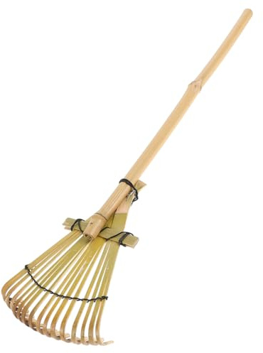 FUTUREORYY Rastrillo de Bambú Ligero para Jardinería Herramienta Manual Ergonómica para Nivelar Arena Parques y Jardines Rastrillo Pequeño para Paisajismo y de Areneros