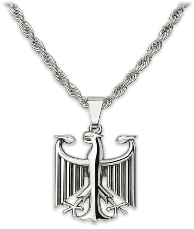 Soul-Cats Halskette mit Bundesadler Anhänger aus 316L Edelstahl, handpoliert, in Silber oder Gold, verschiedene Ketten & Längen 55–70 cm, Geschenkverpackung