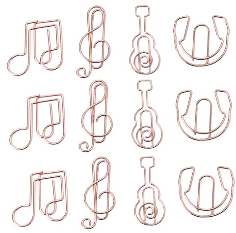 Cabilock 12 Stück Teiliges Kreatives Metall lesezeichen Musiknoten Instrumenten design Stabile Büroklammern zum Organisieren von Dokumenten für Schule Büro und Studium