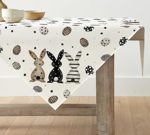 Artoid Mode DREI Tupfen Streifen Hasen Ostern Tischdecke, Tischwäsche Frühling Küche Tisch Dekoration Drinnen Urlaub Party Dekor 85x85 cm