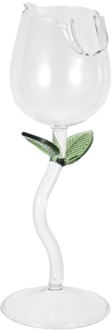 Ipetboom Verre à Vin Créatif Forme Fleur Rose Cristal Transparent avec Vertes Gobelet Cocktail Élégant pour Mariage Fête Bar et Réception