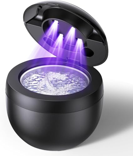 Ultrasonic Retainer Cleaner, Opilea 45kHz Retainer Cleaner Machine, 4 Modes Ultrasonic Cleaner for Dentures, Nightguards, Sport Mouth Guards, Braces, Toothbrush Heads, Jewelry Black