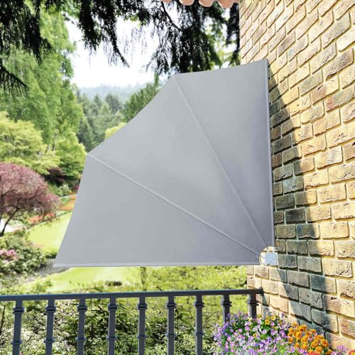 Mokuyary Scomparto pieghevole per balcone grigio 140 x 140 cm protezione privacy giardino protezione vento per balcone e terrazza