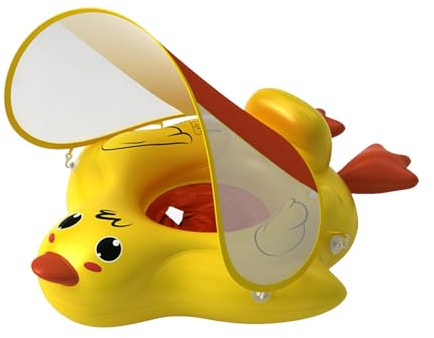 Salvagente Neonato con Tettuccio Parasole Rimovibile, Ciambella Piscina per Bambini 6-36 Month (8-15kg) con Design Anti-ribaltamento e Sedile Regolabile, accessories Mare e Piscina Sicuri