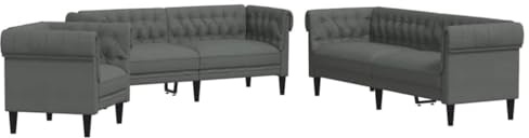 ULUYYUC 3-Teiliges Sofa Set Wohnzimmer Couchgarnitur Dunkelgrau aus Stoff - Modernes Polstersofa mit 1-Sitzer 2-Sitzer und 3-Sitzer für Wohnzimmer Büro - Inklusive Schwarzer Beine