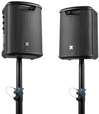 Vonyx PRO X1A - Akku Partybox Bluetooth Lautsprecher Groß, 2er Set inkl. Stativ, 250 Watt, 22 Std. Akku, AUX & Line, Mobile PA Anlage, 3-Kanal Mixer, Stereo Pairing - Mobile Musikbox Groß, USB & MP3