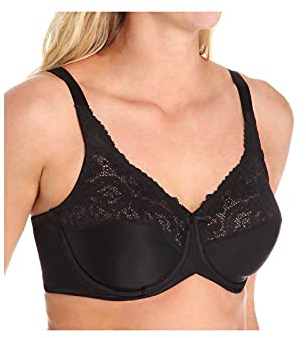 Lilyette Women's Comfort Lace Minimizer Bra, Black, 42DD