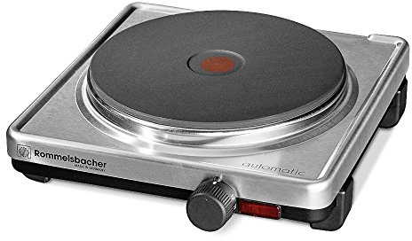 ROMMELSBACHER Automatik Einzelkochplatte AK 2099/E - Gehäuse aus Edelstahl, Gussheizplatte 180 mm - 2000 Watt