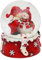 Dekohelden24 Schneekugel, Schneemann mit Kind, rot weiß, Maße H/B/Ø Kugel: ca. 8,5 x 7 cm/Ø 6,5 cm.