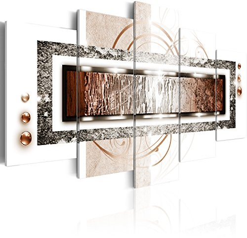 B&D XXL Acrylglasbild Abstrakt 200x100 cm 5 Teilig Wandbild auf Acryl Glas Bilder Kunstdruck Moderne Wanddekoration - Textur Diamant gold weiß Ornament a-A-0003-k-p