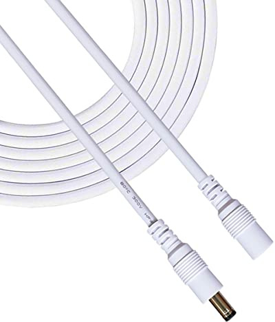 Liwinting 10m DC Verlängerungskabel 5.5 mm x 2.5 mm DC Anschlusskabel Gleichstrom Verbinderkabel Verteiler Männlich zu Weiblich Verbinder für Netzteil, Weiß