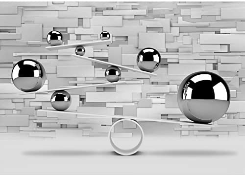 Runa Art Papel tapiz fotográfico 396 x 280 cm La piedra abstracta 3D esferas | Lana Decoración De Pared Sala Cuarto | Fabricación alemana | gris 9153012c