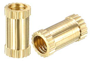 sourcing map 50 Stück Gewindeeinsatz Rändelschrauben Einschraubmuttern M3 x 8 mm (L) x 4mm (OD) Messing