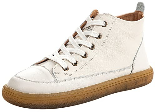 ANUFER Mujer Piel Genuina Cima mas Alta Zapatillas con Cordones Casual Tobillo Botines Blanco SN02956 EU36