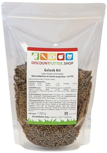 discountfutter.shop - Gelenk Kit (1 kg - Pellet) | Ergänzungsfutter | mit PEA (Palmitoylethanolamid), mit Glukosamin, Chondroitin & MSM und Teufelskralle