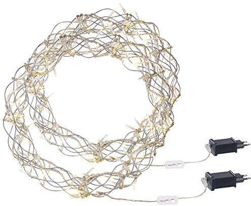 Lunartec Lichterkranz Weihnachten: 2er-Set LED-Lichterkränze für Fenster, Türen u.v.m., 90 warmweiße LEDs (Lichterkranz Fenster Weihnachten, Fensterdekorationen, Kranz)