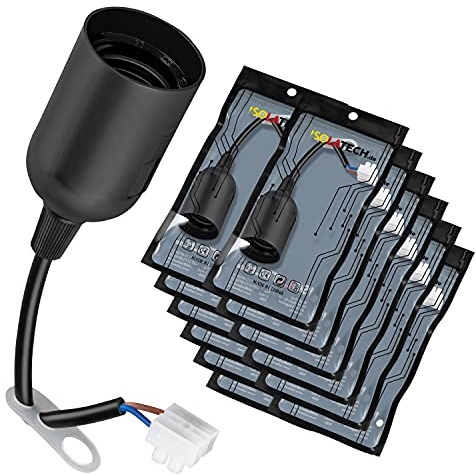 ISOLATECH 12x Casquillo E27 Negro de Plástico para Portalámparas | Máx. 250V/4A, Para techo, cocina, nevera y baño, Soporte para bombilla, instalación y renovación