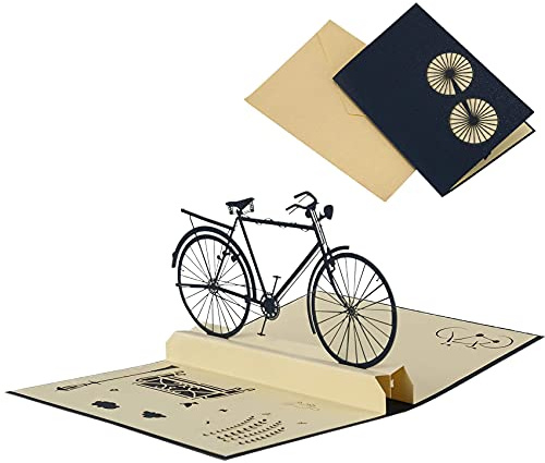 JeoPoom Pop-Up Karte,Pop Up Karte Fahrrad, Fahrradkarte, Glückwunschkarte mit Fahrrad in 3D, Popup Glückwunschkarte, für Ihre Freunde, Familien, Klassenkameraden, Lehrer usw