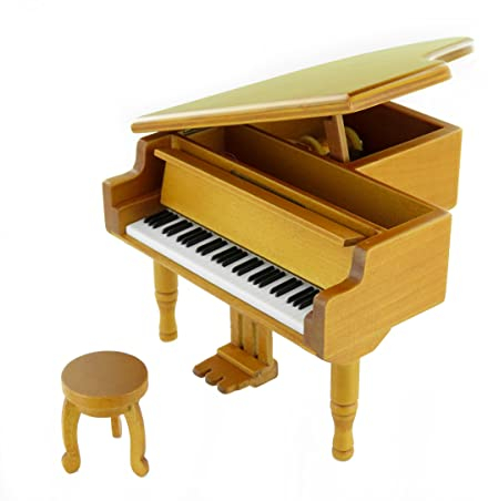 Lutèce Créations Spieluhr/Spieldose/Musikbox aus Holz in Form eines Miniaturflügels mit Aufbewahrung und 18-Ton-Federspielwerk - Schwanensee (P. I. Tschaikowski).