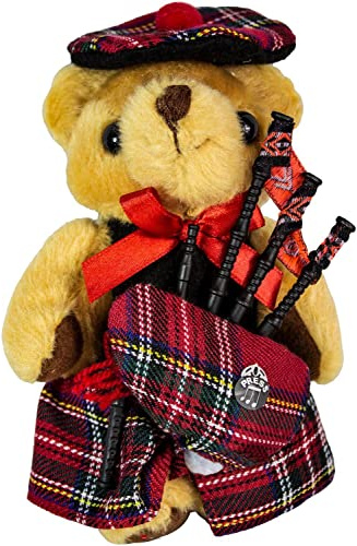 I LUV LTD Musikfigur Teddybär, Schottisches Geschenk für Edinburgh Tartan Clan, Hergestellt in Schottland