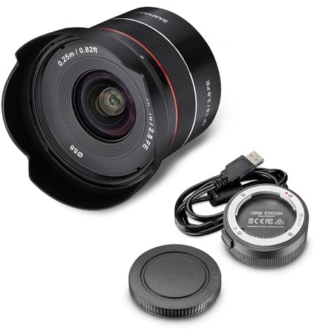 Samyang AF 18mm F2,8 FE + Lens-Station für Sony E Mount Vollformat & APS-C I ultra leichtes Weitwinkel-Objektiv mit schnellem Autofokus I Festbrennweite für Sony Alpha A7C A7 III A6400 u.a.