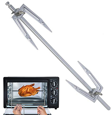 huiba Drehspieß für Grill | Drehspieß aus Stahl, Ersatzgabel für Luftfritteuse, Hähnchenbraten, Grillzubehör aus Edelstahl für Grill