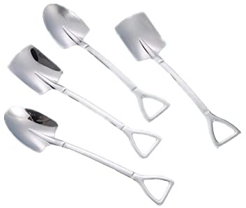 Fruit Dessert Shovel Spoons Set 4PCS, 6 inch Stainless Steel Mixed Dinner Teaspoon Spoons for Dessert Coffee Tea Ice Cream Fruit Cake for Home Kitchen Restaurant
