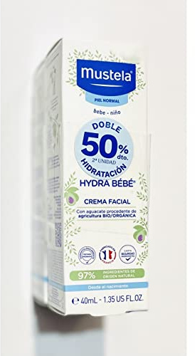 Crema facial para el bebe, MUSTELA. Promoción especial 50% de descuento en la 2ª unidad. 2x40 ml (bebe)
