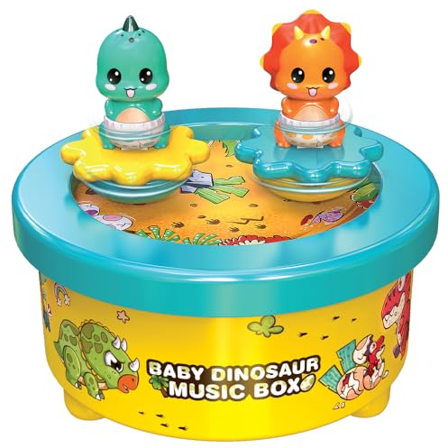 WEofferwhatYOUwant Caja de Música Dinosaurio Bebé – Tiovivo Musical Infantil con Figuras Giratorias – Melodía You Are My Sunshine – Juguete Educativo Decoración Habitación y Regalo Original