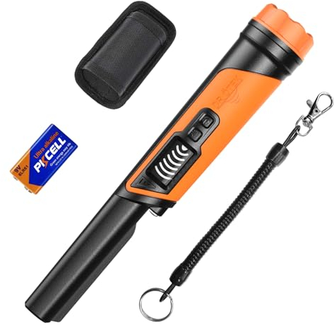 DR.ÖTEK Pinpointer Metal Detector, Portatile Pointer Palmare, Impermeabile IP68, LCD Display, Innovativa Cancellazione delle Interferenze, Maggiore Sensibilità, 3 Modalità di Allarme, Arancione