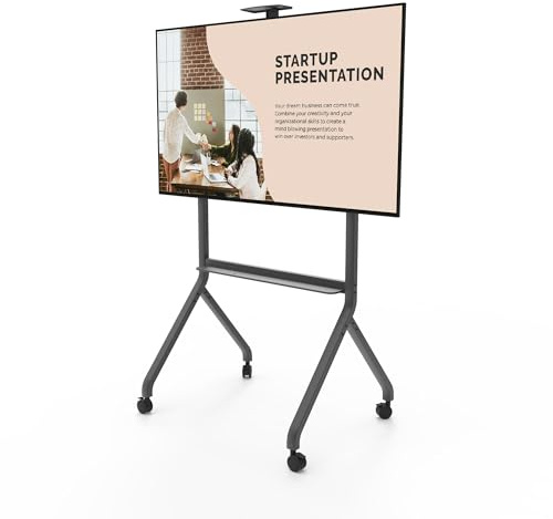 Kanto MTP100 Heavy Duty Height Adjustable Rolling TV Stand / AV Cart for 55 - 100 Screens up to 200 lbs (90.9kg)| Tray & Camera Shelf | VESA sizes from 200x200 to 900x600