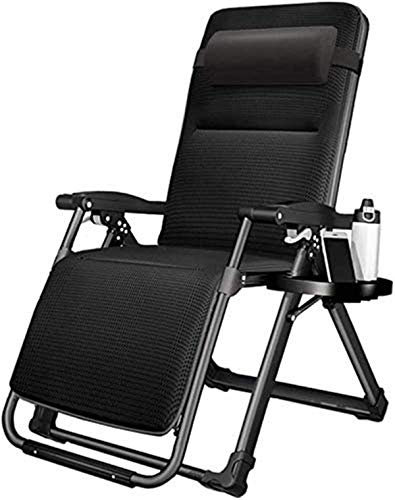 Generico Klassiska solstolar, Fällbara solstolar med noll tyngdkraft, justerbara och vilbara solstolar för strand, uteplats, trädgård, camping, utomhus, stöder 150 kg, svart, poltr