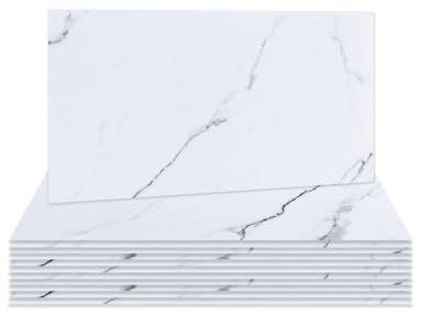 Hode Piastrelle Adesive Bagno Cucina Muro 12 Pezzi, Effetto Marmo Mattoni Stile Paraschizzi Adesive per Parete PVC Impermeabile Autoadesivo (Bianco)