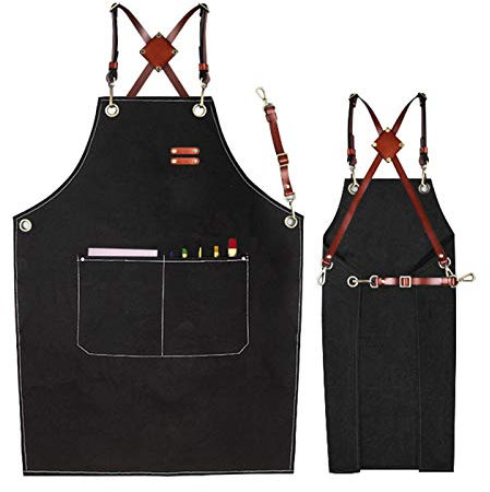 Qsvbeeqj Arbeitsschürze aus Segeltuch, Werkstatt, Werkzeugschürze mit verstellbaren Riemen, für Friseure, Küche, Café