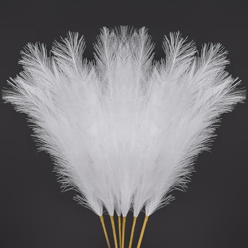 AFAMITOO Grande herbe de pampa artificielle blanche de 110 cm, 6 tiges, arrangement de fleurs artificielles pour vase de sol, décoration d'intérieur et de chambre, fête de mariage