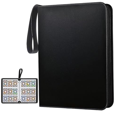 TUHDWJ Trading Card Binder 9 Pocket, Premium PU Leather Trading Card Album, 900 Pockets Card Folder Card Binder Holder Album, Removable Sleeves, Trading Card Albums for Boys Girls (Black)