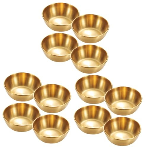 Garneck 12 Piezas vaso sumergible de acero inoxidable tazón de ensalada tazón de bagatela plato aperitivos tazón de fuente de metal platos de salsa de acero inoxidable Golden