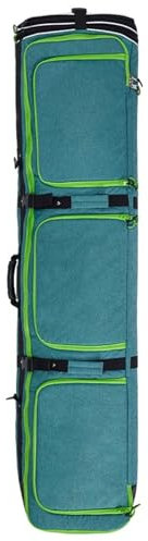 Lzyjck Snowboard-Rolltasche mit Rädern Doppel-Roll-Skitasche Verstellbare Länge Faltbare Skitasche mit Rädern wasserdichte Snowboard-Rolltasche für Flugreisen,Grün,62.9x13.7x7inch