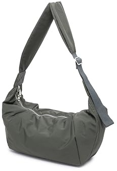 EnhbZoilism Borsa a mano in nylon da donna, Hobo, borsa a tracolla da donna, borsa a tracolla leggera e impermeabile, borsa a spalla con cinghia regolabile, cinghia larga, grigio., taglia unica