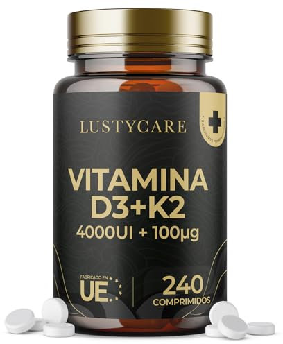 Vitamina D3 y K2 4000 UI - MK7 100% All-Trans | 240 Comprimidos (8 meses de Suministro) | Soporte Óseo, Inmunidad y Salud Cardiovascular – Vit D Sin Gluten y Sin OGM, Alta Biodisponibilidad