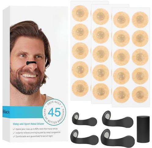 90 Stück Nasal Strips, Schwarz Breathing Nasal Strip Anti Schnarch Nose Strips Magnetischer Nasenstreifen Sicheres und Wirksames Nasenpflaster Besser Atmen Für Geschäftsreise, Reisen, Hotel