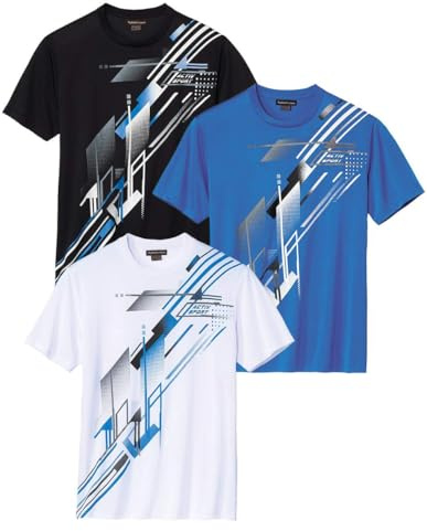 ATLAS FOR MEN - 3er-Pack Kurzarm-T-Shirts - Herren - Bequem Perfekt für Sport und Sommer - Erhältlich in großen Größen von M bis 5XL