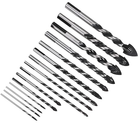 SHINEOFI Set 15 Punte da Trapano in Carburo per Muratura, Piastrelle, Ceramica e Vetro, per Trapani a Batteria e Manuali, Punta per Marmo, Mattoni e Plastica, Accessori per Foratura