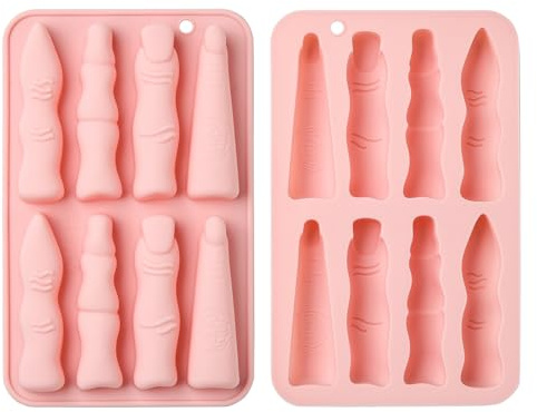 Ur Urlifehall - Juego de 2 moldes de silicona con forma de dedo para chocolate, gelatina, caramelo, galletas, decoración de tartas