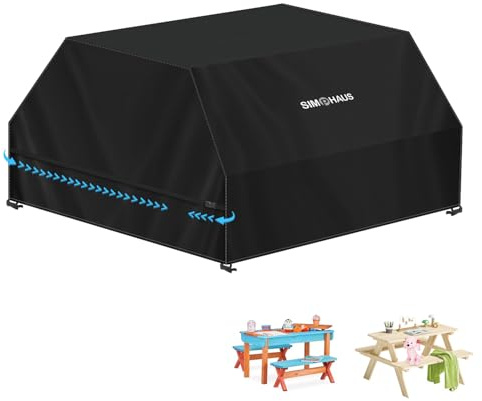 SIMPHAUS Picknicktisch Kinder Abdeckung Kindersitzgruppe Outdoor Plane Kinder Gartenmöbel Abdeckung,Wasserdicht Schutzhülle für Kinder Sitzgarnitur Outdoor,Kinderbank,420D Oxford 100x90x57cm