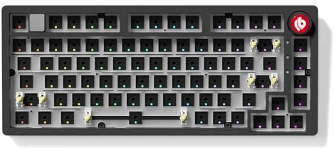 CORBOBO LEOBOG Hi75C Kit tastiera meccanica cablata aggiornata - Supporto con guarnizione in lega di alluminio 75% Barebones Base fai da te con hot swap, retroilluminazione RGB e manopola del volume