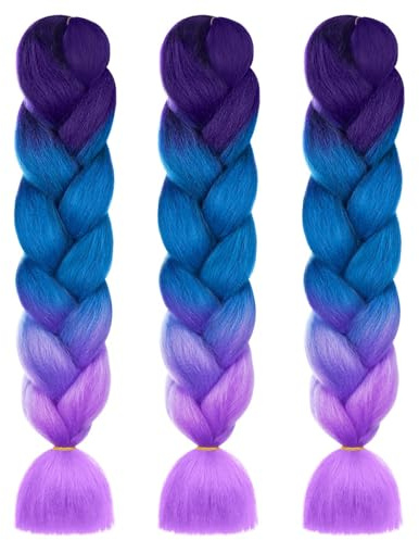 AUYAO Rajout Cheveux Tresse, 3PCS Jumbo Braids Meches, 61cm Extension de Cheveux de Fibre Synthétique pour Crochet Twist Tressage